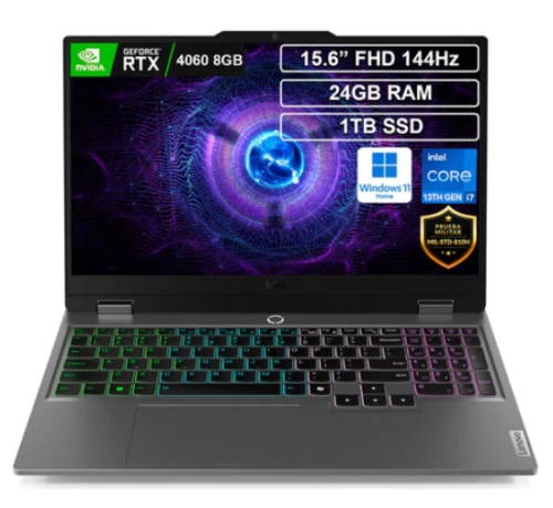 Portátil Gamer Lenovo Core i7 13650HX 24GB 1TB RTX4060 Win11