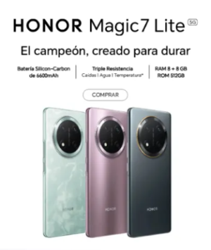 Honor Magic 7 Lite (X9C) 256/ 8 + 8 =16GB (Negro) + OBSEQUIO Audifonos Inalambricos 1HORA  (AUT207)